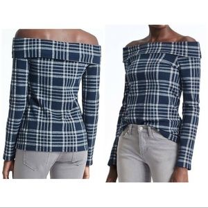 Banana Republic Plaid Off Shoulder Top-Size XS